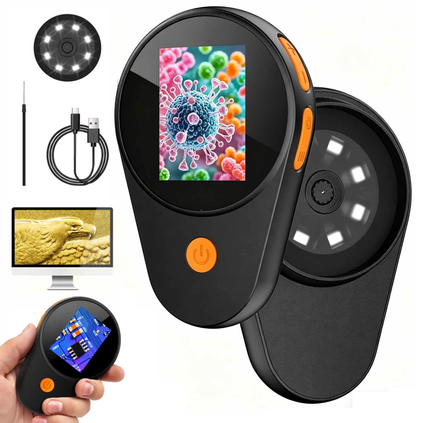 Kids Microscope – Digital Pocket Handheld Microscope with Cameras & Autofocus Mini LED Outdoor Microscope for Kids