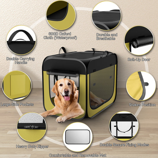 Collapsible Pop Up Pet Kennel，Car Travel Condo for Cats & Dogs Indoor and Outdoor Travel Use，