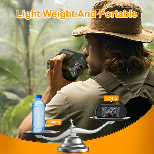 LAKWAR 4K Night Vision Goggles, Compact Night Vision Binoculars for Adults 3'' Large Screen Night Vision Goggles, 5X Digital Zoom, 32GB Card to Save Photos and Videos for Camping & Security