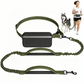 LAKWAR Hands Free Dog Leash for Running Jogging Walking with Zipper Pouch, Retractable Bungee Pet Leash Belt with Dual Padded Handles for Large Medium Dogs, Adjustable Reflective Waist Belt