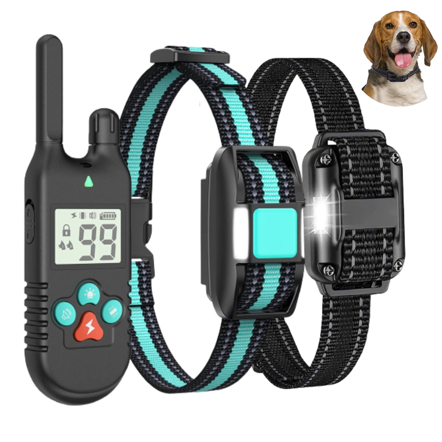 Dog Training Collar with Remote for 2 Dogs, IP67 Waterproof Rechargeable Shock Collars for Small Medium Large Dogs with 3280ft Remote Range, Adjustable Beep, Vibration, Shock, Light Modes & Safe Lock