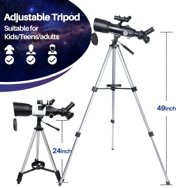 Telescope for Adults Astronomy, 70mm Aperture 400mm Refracting Telescope for Kids & Beginners, 16x-132x, Portable Telescope with an Adjustable Tripod, Carrying Bag, Phone Adapter