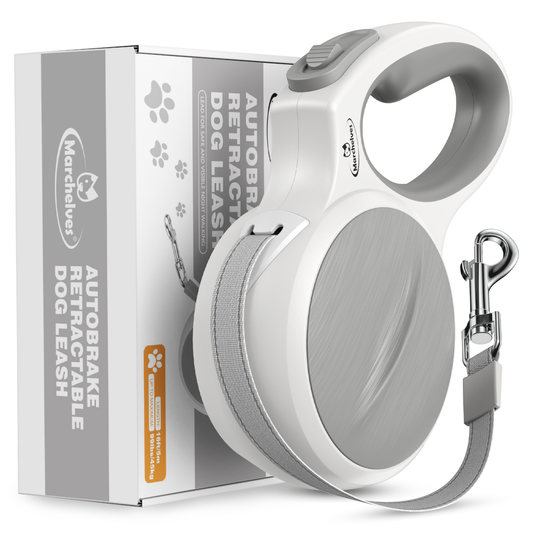 LAKWAR Dog Restractable Leash-16.4ft Pet Walking Leash with Auto Lock-Heavy Duty for Small Medium Large Dogs up to 100lb, White