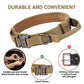 LAKWAR Tactical Dog Collar, Adjustable Military Training Nylon Dog Collar with Handle and Heavy Metal Buckle for Medium and Large Dogs (L, Khaki)