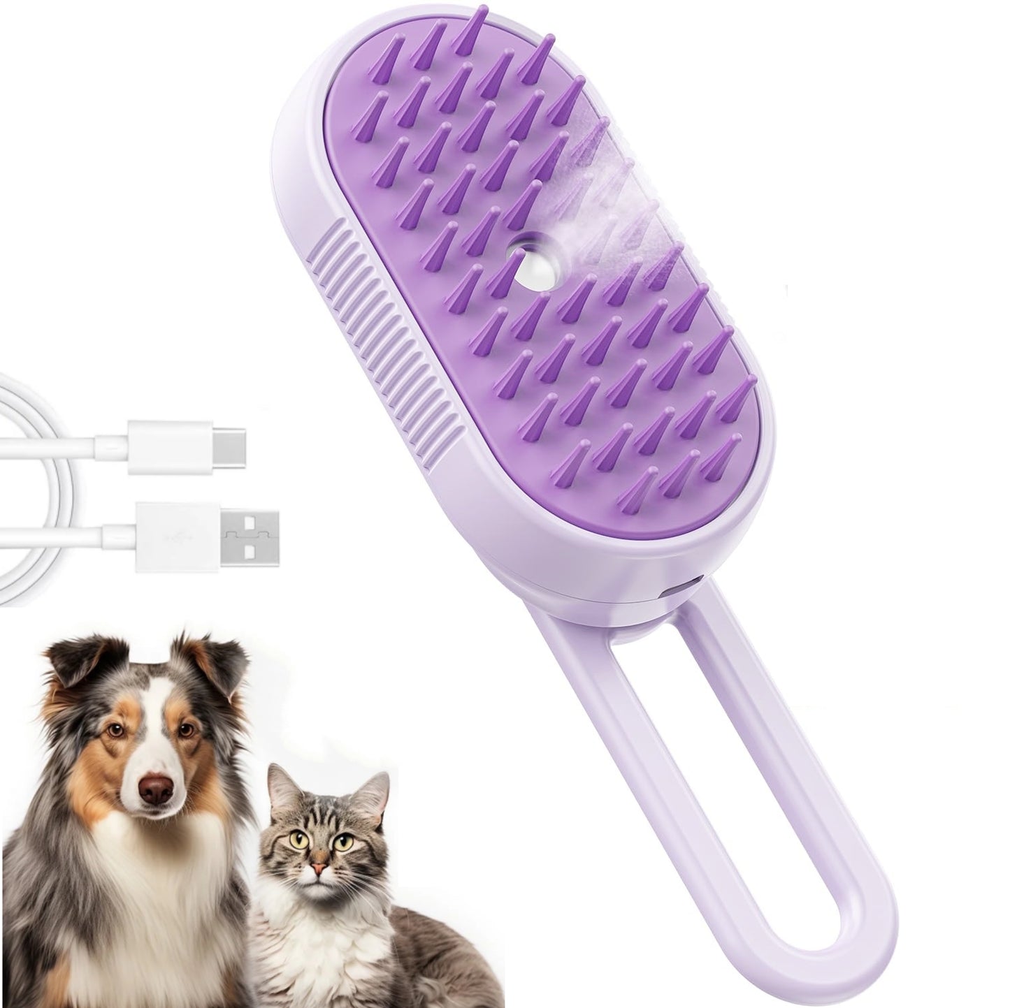 Cat Steam Brush for Shedding Dog Brush with Steam Pet Hair Cleaning Brush Comb for Spray 3 in 1 Pet Grooming for Long & Short Haired Pets – Spritz Defur Comb for Cat