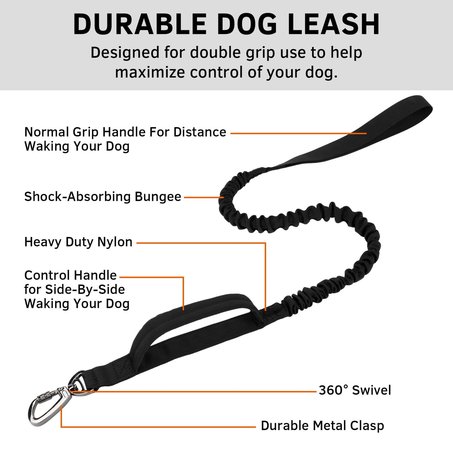 LAKWAR Tactical Dog Collar and Leash Set, Adjustable Military Training Nylon Dog Collar with Handle and Heavy Metal Buckle for Medium and Large Dogs (M, Black-Set)