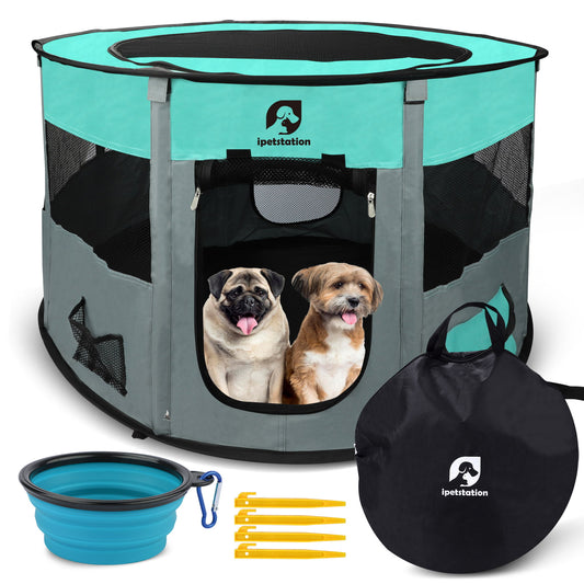 LAKWAR Pet Playpen -36"/90CM Diameter-Ideal for Puppy Dog Cat Rabbit-Portable & Foldable Dog Pens for Indoor, Outdoor, Office and Travel Use