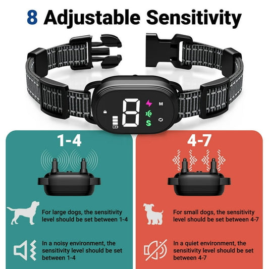 Dog Bark Collar,Bark Collar for Large Medium Small Dogs,Smart Bark Collar,Rechargeable Anti Barking Training Collar with 8 Adjustable Sensitivity,Bark Shock Collar with Beep，BlacK