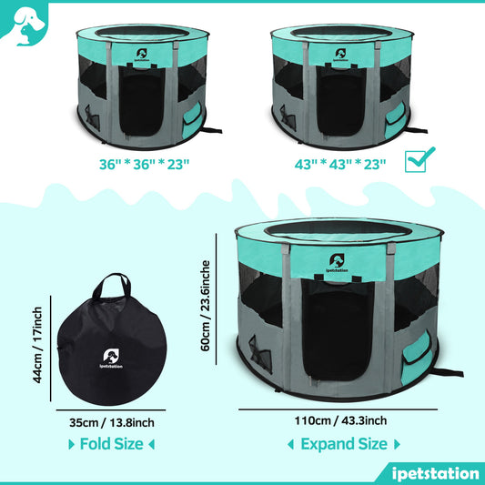 LAKWAR Pet Playpen -36"/90CM Diameter-Ideal for Puppy Dog Cat Rabbit-Portable & Foldable Dog Pens for Indoor, Outdoor, Office and Travel Use