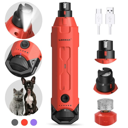 Red Dog Nail Grinder Upgraded,Professional 6-Speed Rechargeable Electric Dog Nail Clippers Pet Nail Trimmer Painless Paws Grooming & Smoothing for Small Medium Large Dogs & Cats (Red)