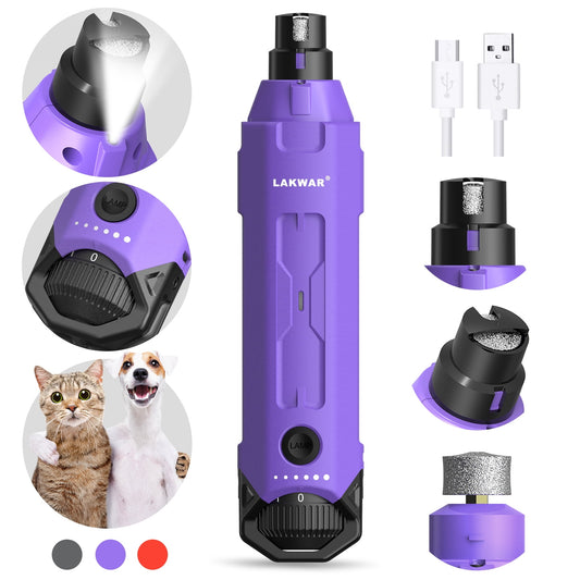 Purple Dog Nail Grinder Upgraded,Professional 6-Speed Rechargeable Electric Dog Nail Clippers Pet Nail Trimmer Painless Paws Grooming & Smoothing for Small Medium Large Dogs & Cats (Purple)