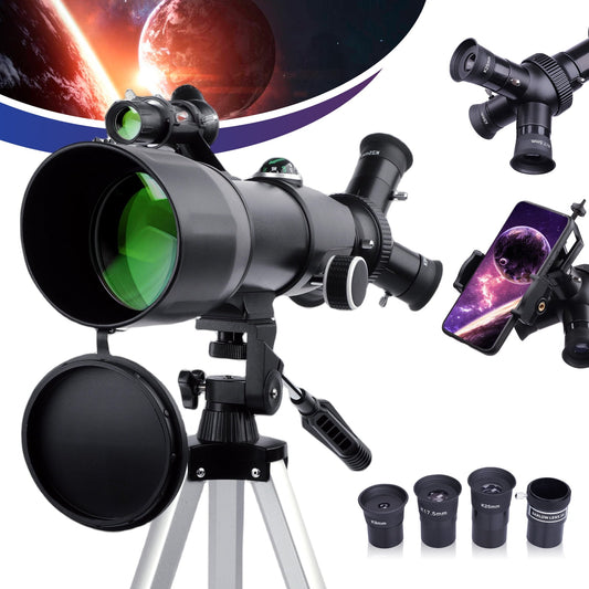 Telescope for Adults Astronomy, 70mm Aperture 400mm Refracting Telescope for Kids & Beginners, 16x-132x, Portable Telescope with an Adjustable Tripod, Carrying Bag, Phone Adapter