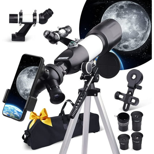 Telescope for Adults Astronomy, 70mm Aperture 400mm Refracting Telescope for Kids & Beginners, 16x-132x, Portable Telescope with an Adjustable Tripod, Carrying Bag, Phone Adapter