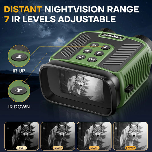 Night Vision Googles,8X Night Vision Binoculars with 5000mAh Large Battery, 3'' HD Screen Digital Binoculars with 7 Level IR for Camping and Observe Can Save Photo and Video with 32GB TFCard