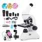 LAKWAR Microscope,40X-2000X Compound Microscopes for Adult Kids Students, Science Mircoscope with Prepared Slides Phone Adapter for Home school Lab