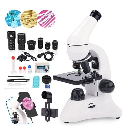 LAKWAR Microscope,40X-2000X Compound Microscopes for Adult Kids Students, Science Mircoscope with Prepared Slides Phone Adapter for Home school Lab