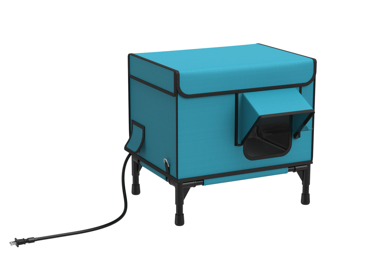 Heated Outdoor Cat House with Heating Pad - Weatherproof Insulated Winter Shelter for Outside Feral Cats, Cat house with 2 Exits, Warm Home for Outside Stray Cat