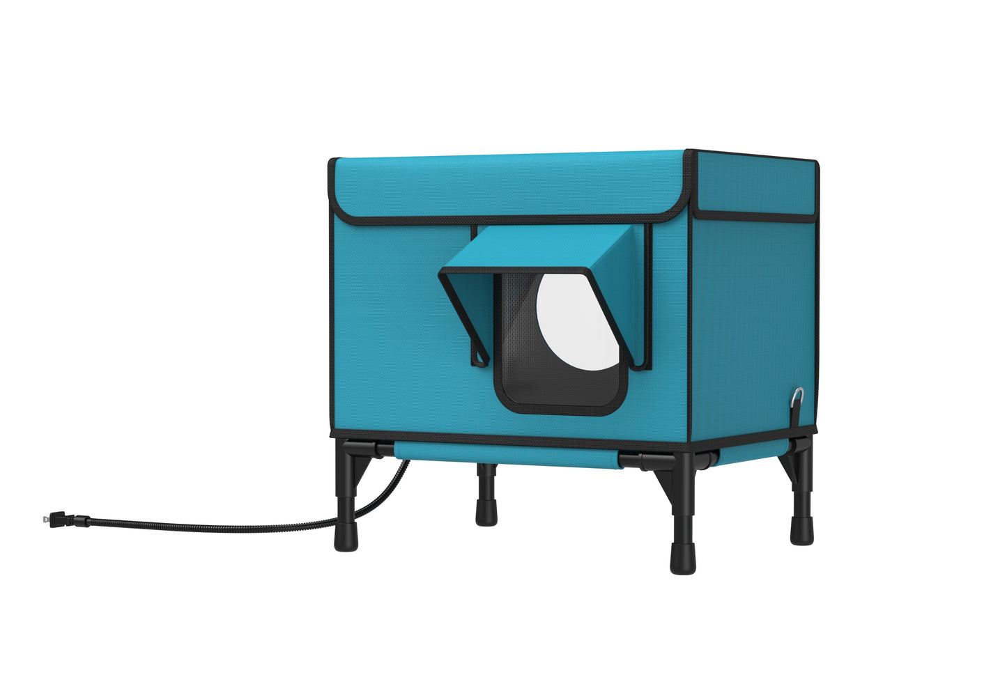 Heated Outdoor Cat House with Heating Pad - Weatherproof Insulated Winter Shelter for Outside Feral Cats, Cat house with 2 Exits, Warm Home for Outside Stray Cat