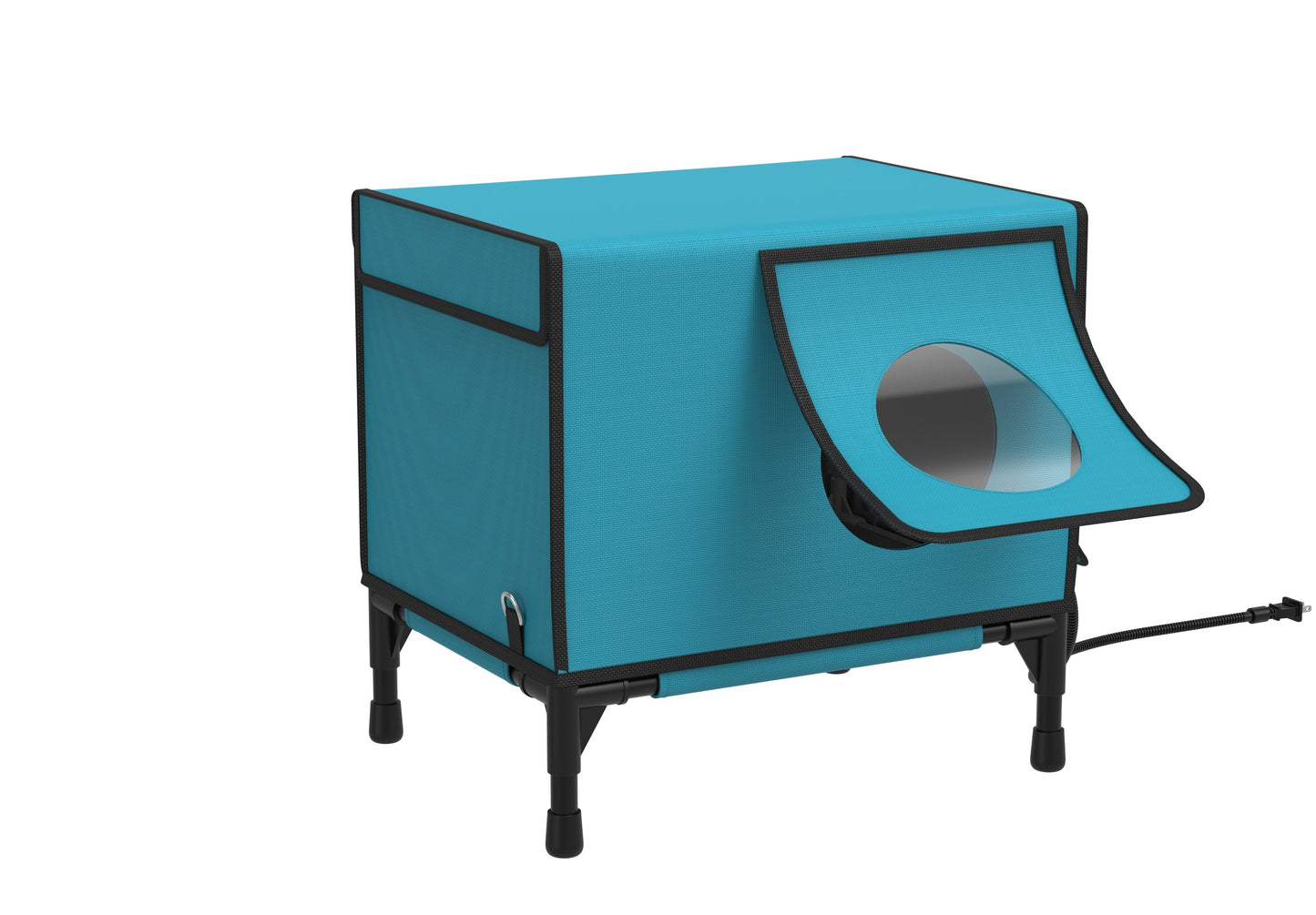 Heated Outdoor Cat House with Heating Pad - Weatherproof Insulated Winter Shelter for Outside Feral Cats, Cat house with 2 Exits, Warm Home for Outside Stray Cat