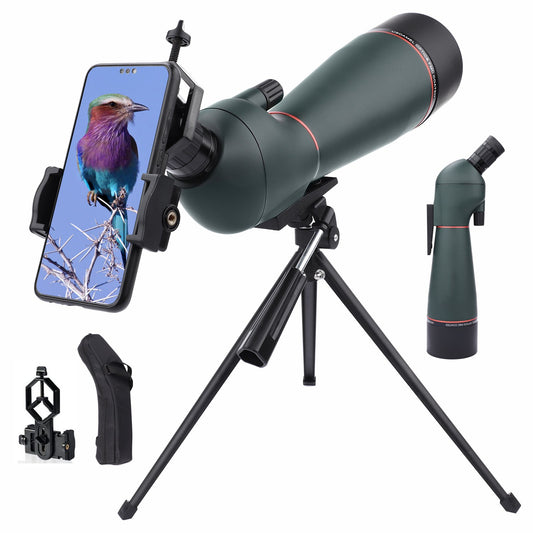 LAKWAR Spotting Scopes,20-60X80 BAK4 Fieldscope,Long Range Spotting Scope with Tripod Phone Adapter for Bird Watching, Hunting, Target Shooting, Stargazing