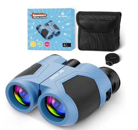 10x25 Compact Binoculars for Adults and Kids- Waterproof/Easy Focus/High Powered/ Low Light Vision Blue