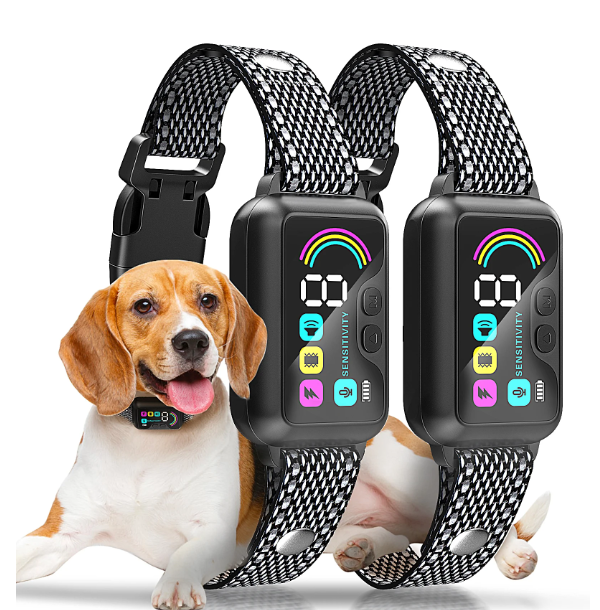 Bark Collar,2PC Dog Bark Collar for Large Medium Small Dogs,Smart Bark Collar,Rechargeable Anti Barking Training Collar with 8 Adjustable Sensitivity Beep Vibration Shock（副本）