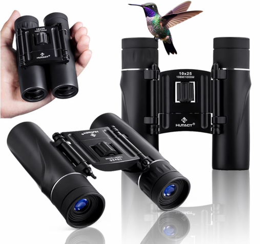 Binoculars for Adult and Kids, 10x25 Compact Binoculars for Bird Watching and Hunting Waterproof/Fogproof/Shockproof Binoculars,Black