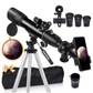 Telescope for Adults Astronomy, 70mm Aperture 400mm Refracting Telescope for Kids & Beginners, 16x-132x, Portable Telescope with an Adjustable Tripod, Carrying Bag, Phone Adapter