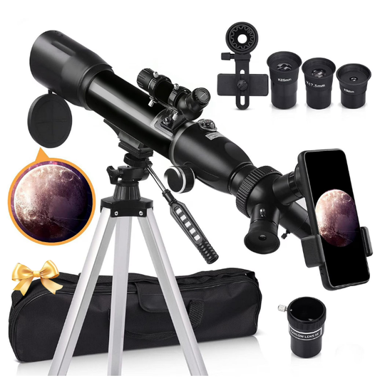 Telescope for Adults Astronomy, 70mm Aperture 400mm Refracting Telescope for Kids & Beginners, 16x-132x, Portable Telescope with an Adjustable Tripod, Carrying Bag, Phone Adapter