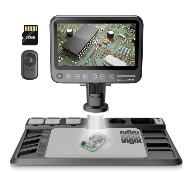 Digital Microscope for Adults, Soldering Microscope for Electronics Repair Coin Microscope with Screen Lighted Microscope