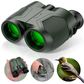 Compact Binoculars for Adults-12x25 Small Binoculars for Bird Watching Hunting Waterproof Porro Prism Binoculars (Green)