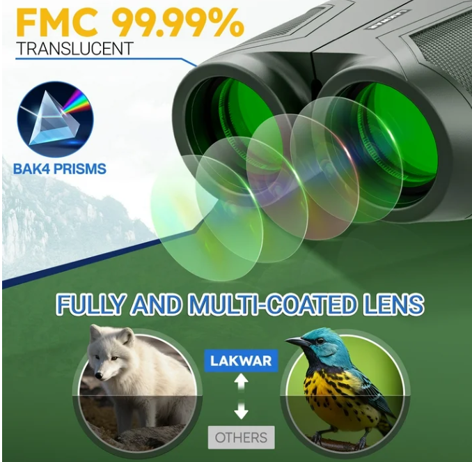 Compact Binoculars for Adults-12x25 Small Binoculars for Bird Watching Hunting Waterproof Porro Prism Binoculars (Green)