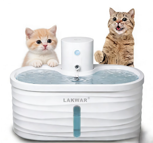 LAKWAR Cat Water Fountain Auto-3 Water Flow Modes 5000mAh Battery Ultra Quiet Automatic Cats Water Fountain Cordless Dog Water Dispenser with Replacement Filters-BPA Free
