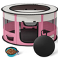 LAKWAR Large Pet Playpen for Dogs & Cats, 36"/90CM Diameter 23"/60cm Height Pet Playpens Foldable Portable Indoor Outdoor Exercise Pen with Carrying Case for Cat Puppy Rabbit,Pink