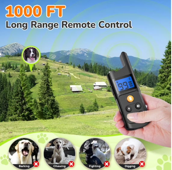 Dog Shock Collar with Remote - Dog Training Collar 2600 ft Waterproof for Small Medium Large Dogs (15 - 100 lbs)- 3 Safe Training Modes, Rechargeable Dog Bark Collars-Green