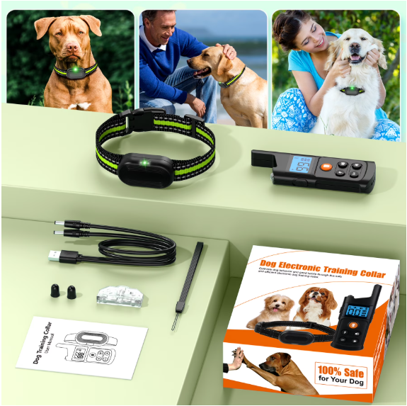 Dog Shock Collar with Remote - Dog Training Collar 2600 ft Waterproof for Small Medium Large Dogs (15 - 100 lbs)- 3 Safe Training Modes, Rechargeable Dog Bark Collars-Green