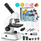 LAKWAR Microscope for Kids Beginners Student,Compound Biological Educational Microscope with Smartphone Adapter Slides Set,Educational Kits Gift