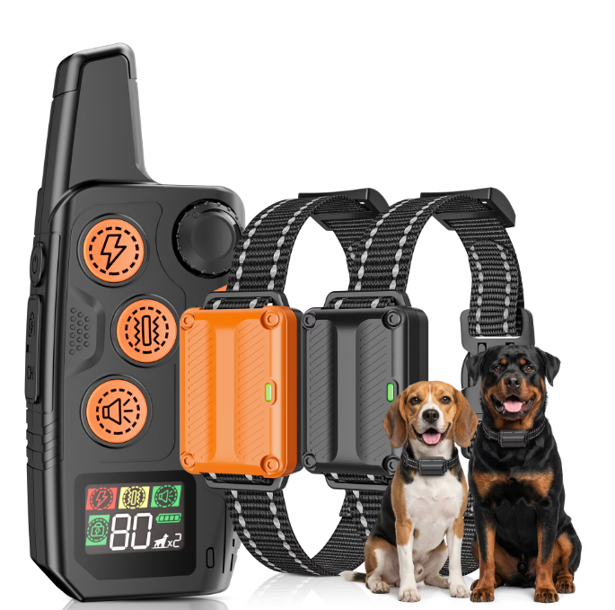 Dog Training Collar with Remote 2 Collars-Dog Shock Collar for All Dogs, Rechargeable Dog Bark Collar with Beep/Vibration/Shock Modes, Security Lock, Rainproof