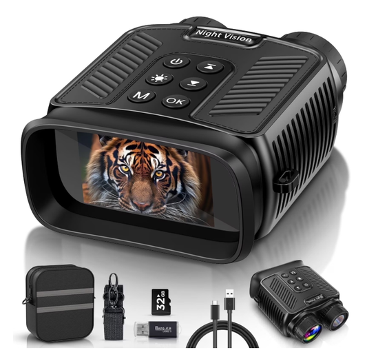 LAKWAR 8X Night Vision Binoculars for Total Darkness with 32G TF Card Infrared Digital Night Vision Binocular with Large Viewing Screen Hunting Binoculars for Day and Night