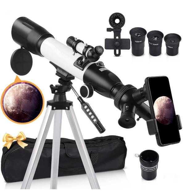 Telescope for Adults and Kids, 70/400mm（16X-134X) Refracting Telescope for Astronomy Beginners, 16x-132x, Portable Telescope with Tripod, Carrying Bag, Phone Adapter