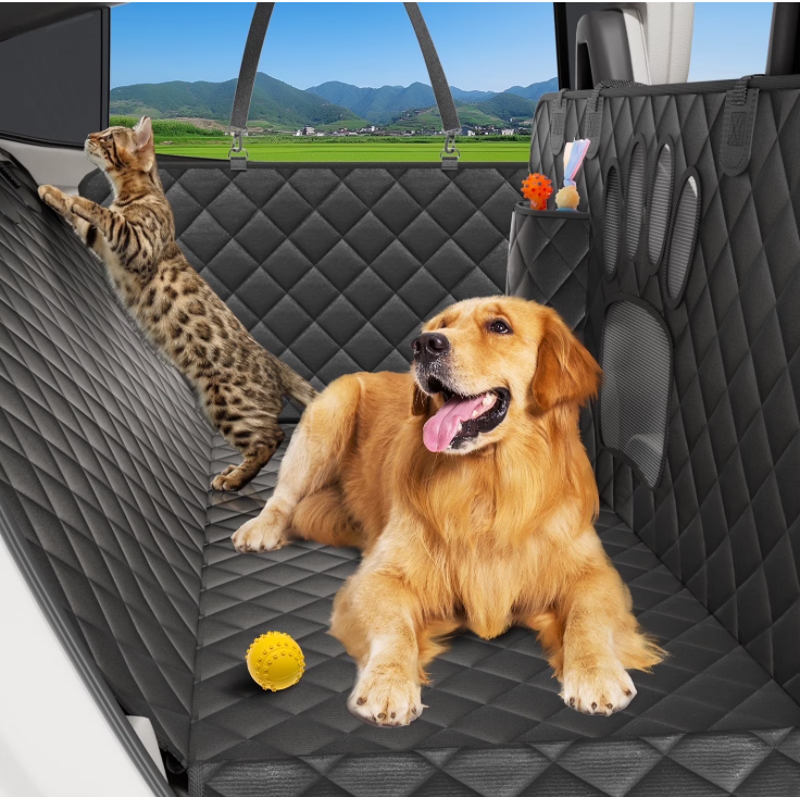 Dog Seat Cover-Dog Car Hammocks with Seatbelt Non-slip Dog Car Seat Cover Waterproof and Scratch-Resistant Dog Car Back Seat Protection
