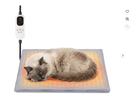 Pet Heating Pad for Cats Heated Cat Bed with Steel-Wrapped Cord and Soft Fleece Cover, 19.5 x 15.6 Inches Gifts for Cats Puppy in Winter