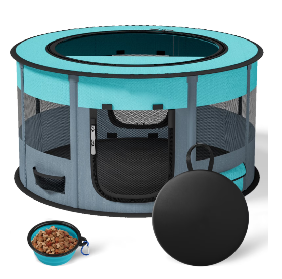 LAKWAR Pet Playpen， Puppy Playpen Cat Playpen-Ideal for Puppy Dog Cat Rabbit-Portable & Foldable Dog Pens for Indoor, Outdoor, Office and Travel Use