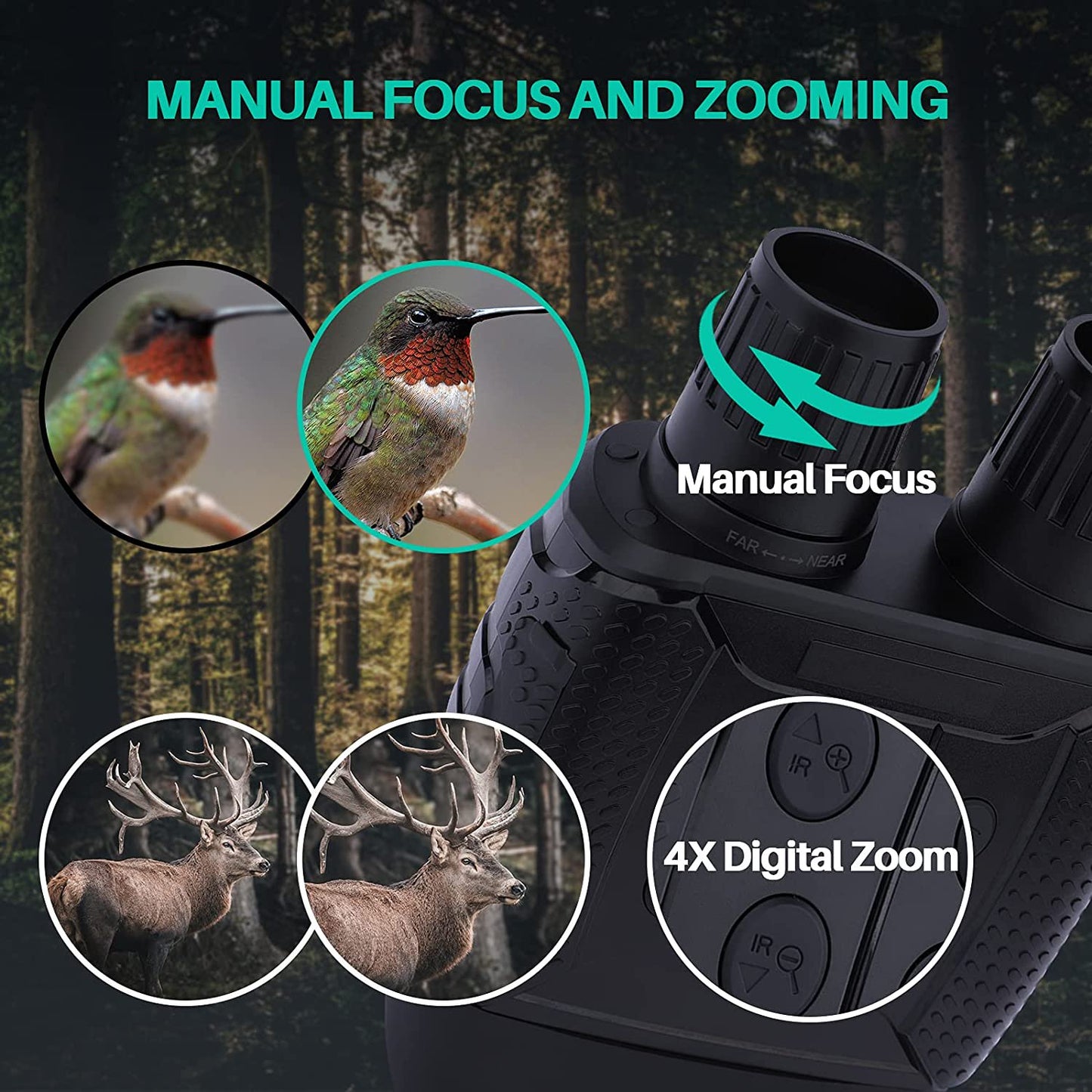 LAKWAR Night Vision Goggles -4x Digital Zoom Binoculars with Night Vision for Total Darkness,with 32GB Memory Card Wifi Remote Control for Photo and Video Storage