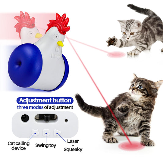 LAKWAR Cat Teaser Toy, Multifunctional Interactive Cat Laser Toy, Indoor, Squeaking, Cat Calling, Self-Weight Balance, Touch Sensor, Recharge, Movable, Healthy and Safe