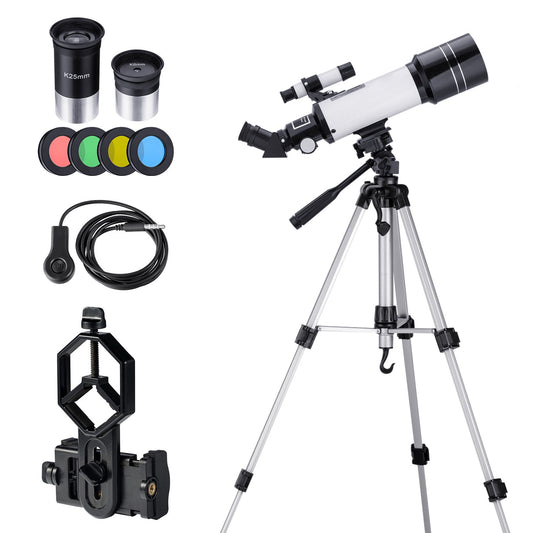 LAKWAR Telescope for Adults & Kids, 70mm Aperture Refractor Telescopes for Astronomy Beginners, Portable Travel Telescope with Phone Adapter & Wireless Remote, Astronomy Gifts for Kids