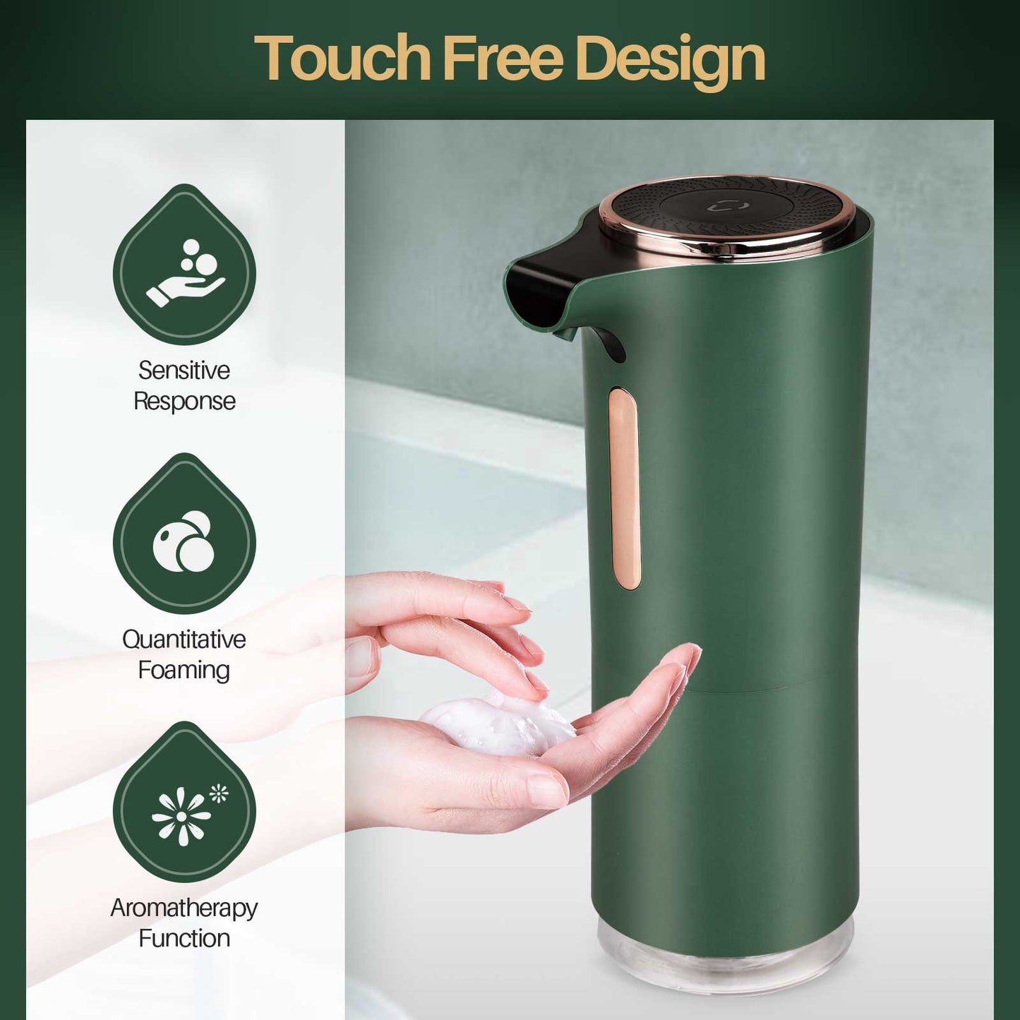 LAKWAR Automatic Soap Dispenser,250ml/8.5Oz Touchless Foaming Soap Dispenser with Motion Sensor for Bathroom,Kitchen,Office,Home