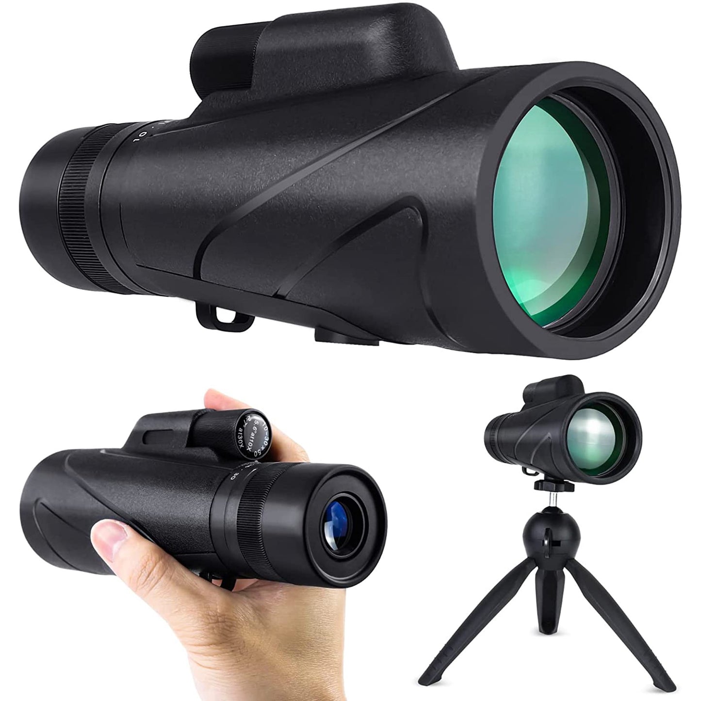 LAKWAR Monocular Telescope Kids and Adults, 50mm Objective Lens, 10X-30X Magnification with Tripod and BAK4 Prism for Wildlife Watching, Hunting, Camping, Scenery Watching