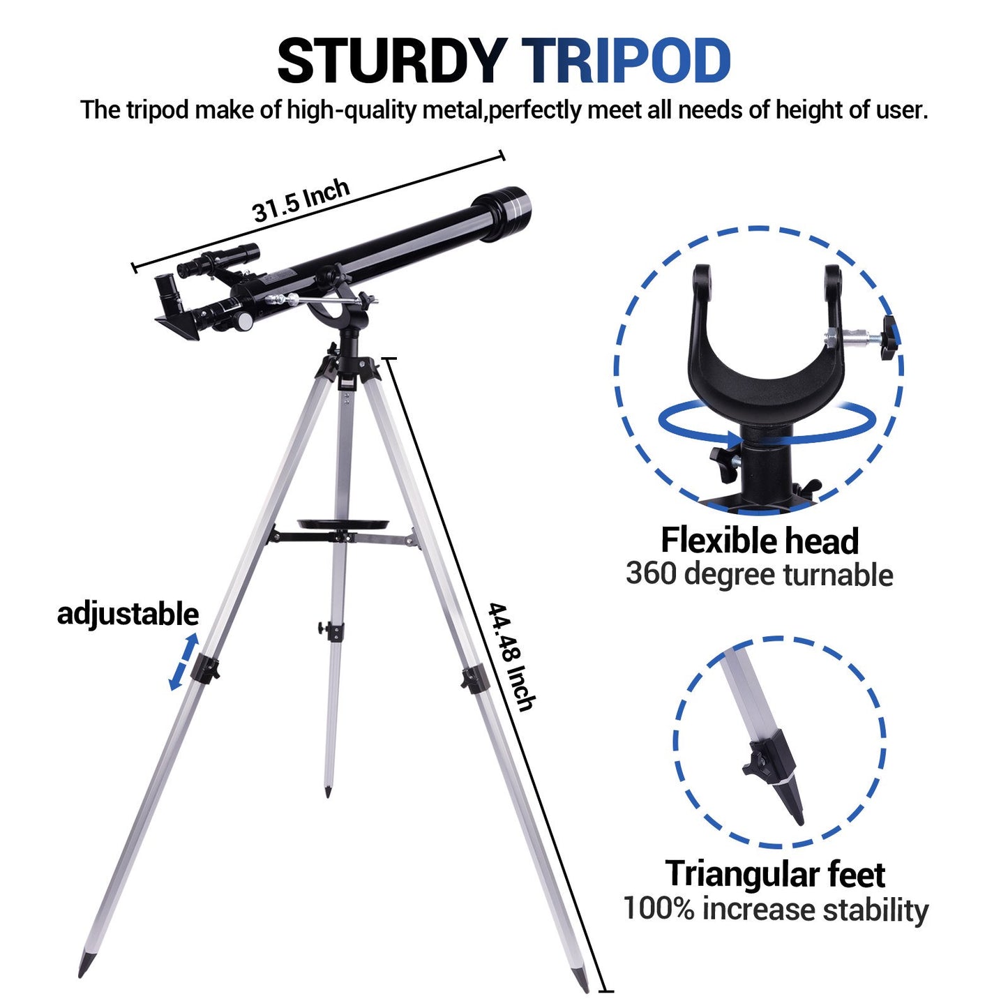 LAKWAR Telescope 60mm Aperture 800mm-Refractor Telescope with Phone Adapter, Beginner Telescope for Kids, Adults Astronomy