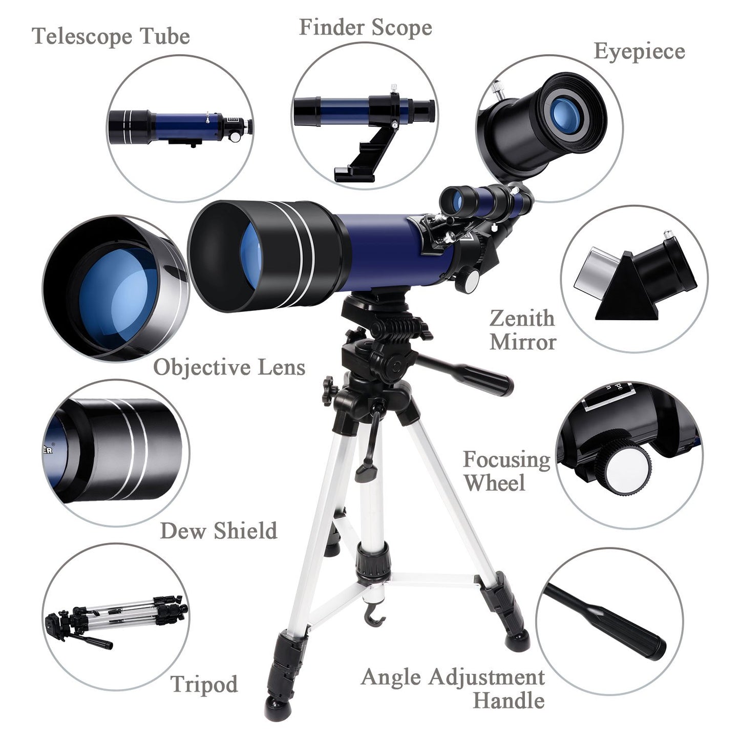 LAKWAR Telescope, 70mm Aperture 400mm AZ Mount Astronomical Refracting Telescope for Kids Adult  Beginners - Travel Telescope with Carry Bag, Phone Adapter and Tripod